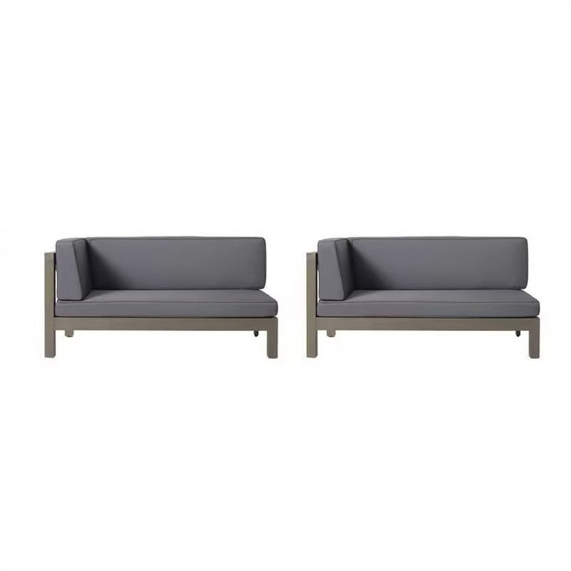 Aura – 2 Piece Outdoor Set With X Back Left Bench And Corner – Dark Gray