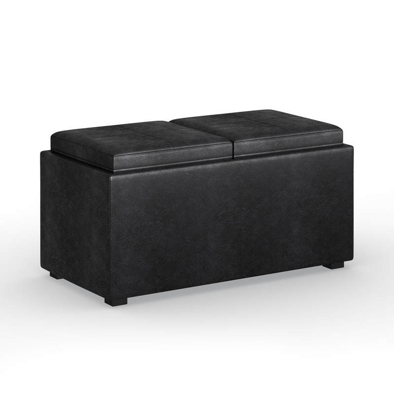 Avalon – 5 Piece Storage Ottoman – Distressed Black