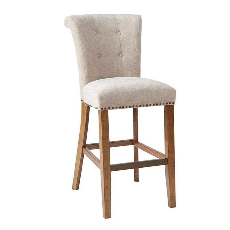 Bar Stool With Bronze Nail Heads – Cream