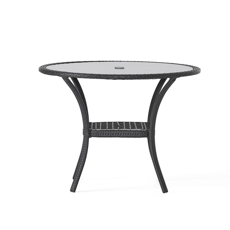 Bistro Table With Iron Frame And Glass Top – Gray