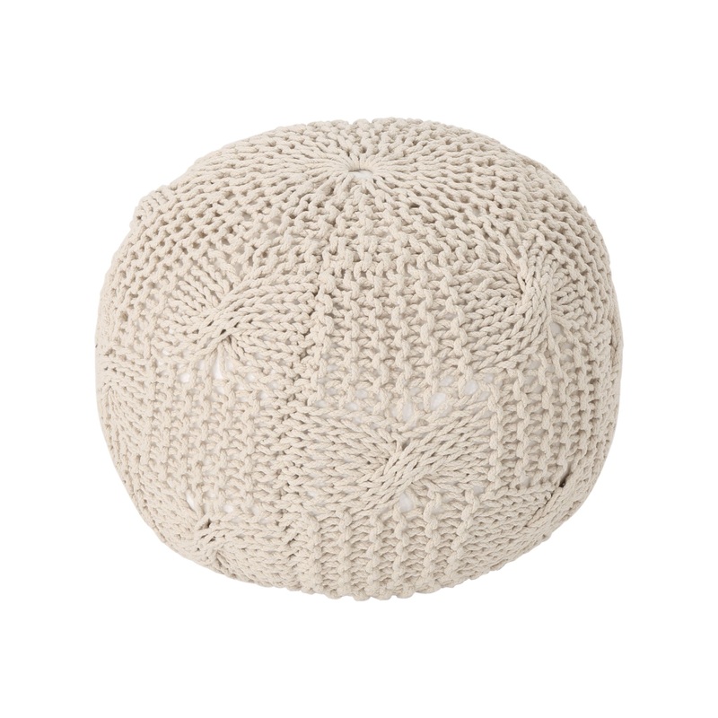 Bordeaux – Knitted Cotton Round Pouf