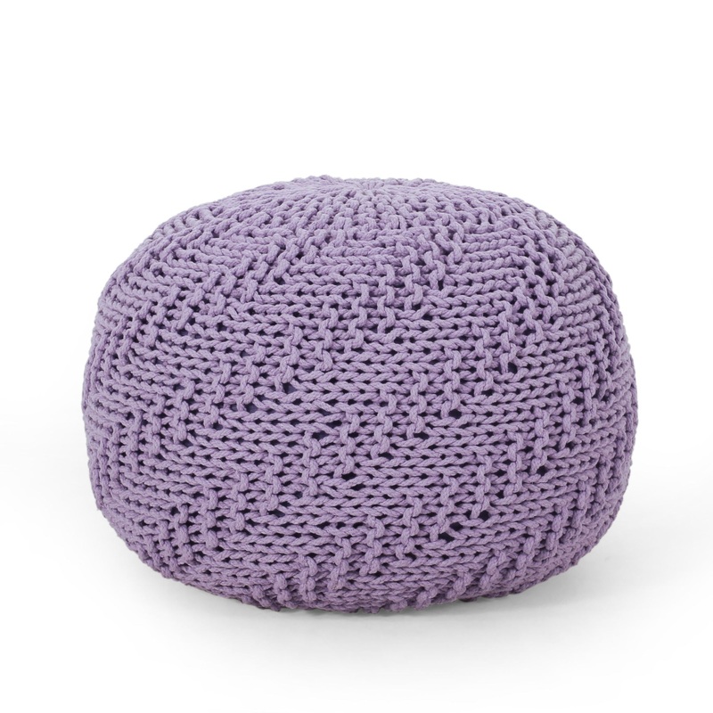 Bordeaux – Knitted Cotton Round Pouf Ottoman