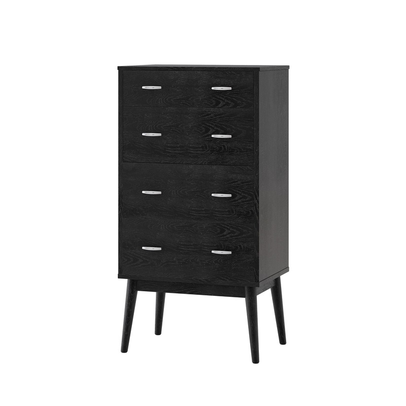 Wilbur – Faux Wood And Rubberwood 4 Drawer Dresser – Black