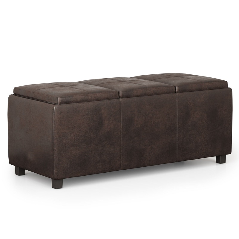Avalon – Storage Ottoman – Distressed Brown