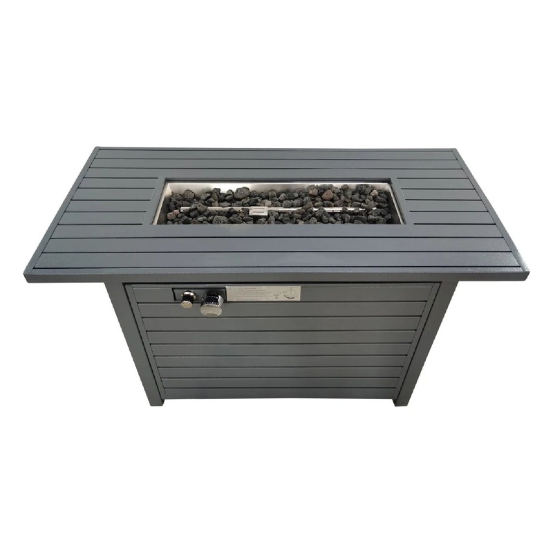 Sleek Outdoor Gas Fire Pit Table With Durable Construction And Lid – Gray
