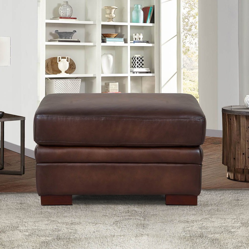 Brookfield – Leather Ottoman – Caramel