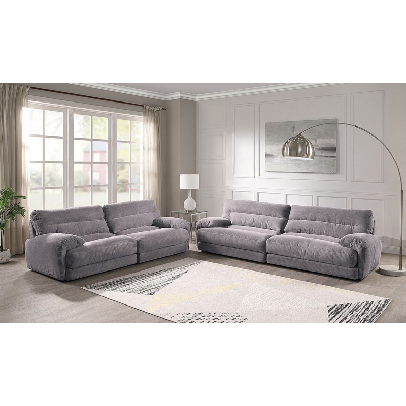 Cadenza – Corduroy 2 Piece Living Room Set – Gray