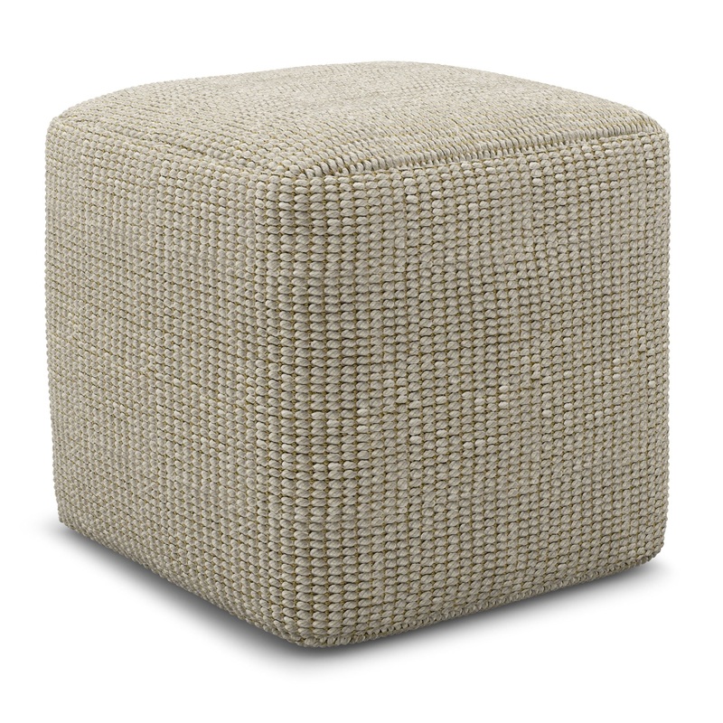 Zelma – Square Woven Outdoor / Indoor Pouf – Cream / Natural