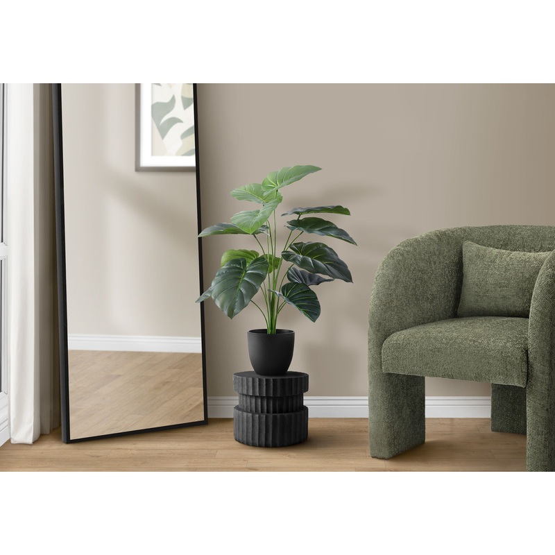 24″ Tall, Artificial Plant, Alocasia, Indoor, Faux, Fake, Table, Greenery, Potted, Real Touch, Decorative – Green / Black