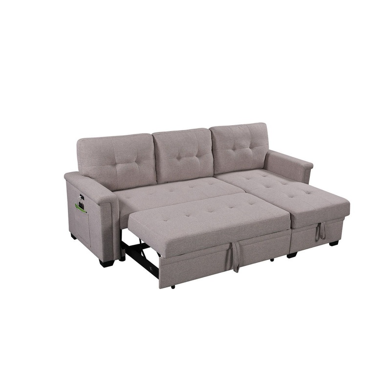 Ashlyn – Reversible Sleeper Sectional Sofa With Storage Chaise, USB Charging Ports And Pocket