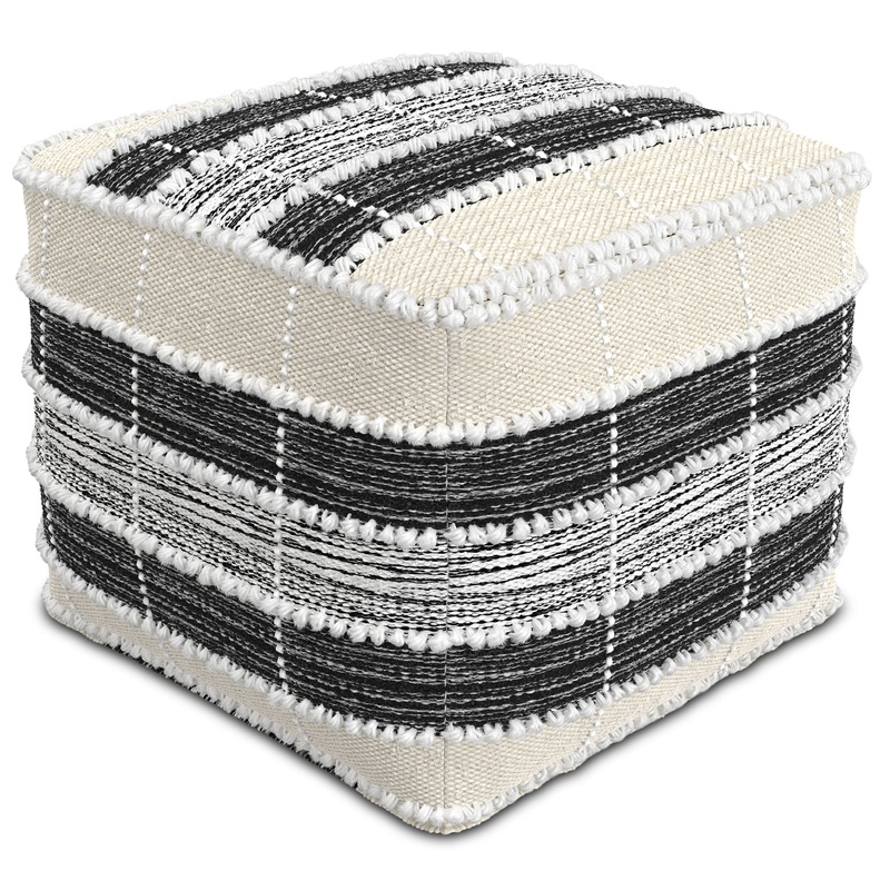 Barley – Square Pouf – White / Beige / Black