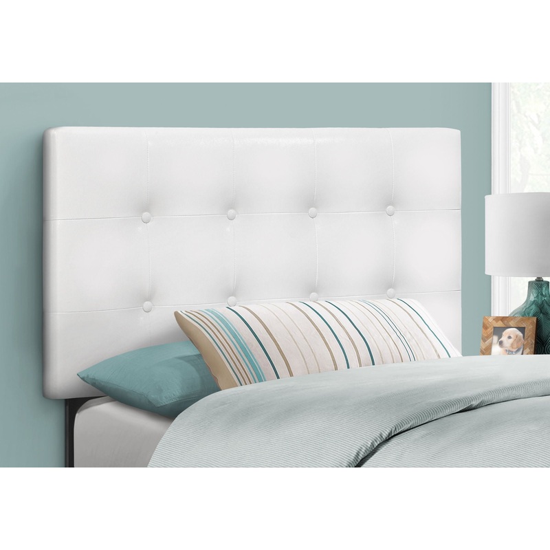 Twin Size, Bed Headboard Only, Upholstered, Transitional – White