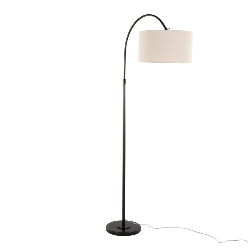 April – 72″ Metal Floor Lamp – Oil Bronze With Natural Linen Shade
