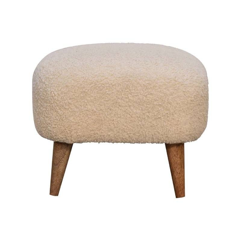Boucle Square Footstool – Cream