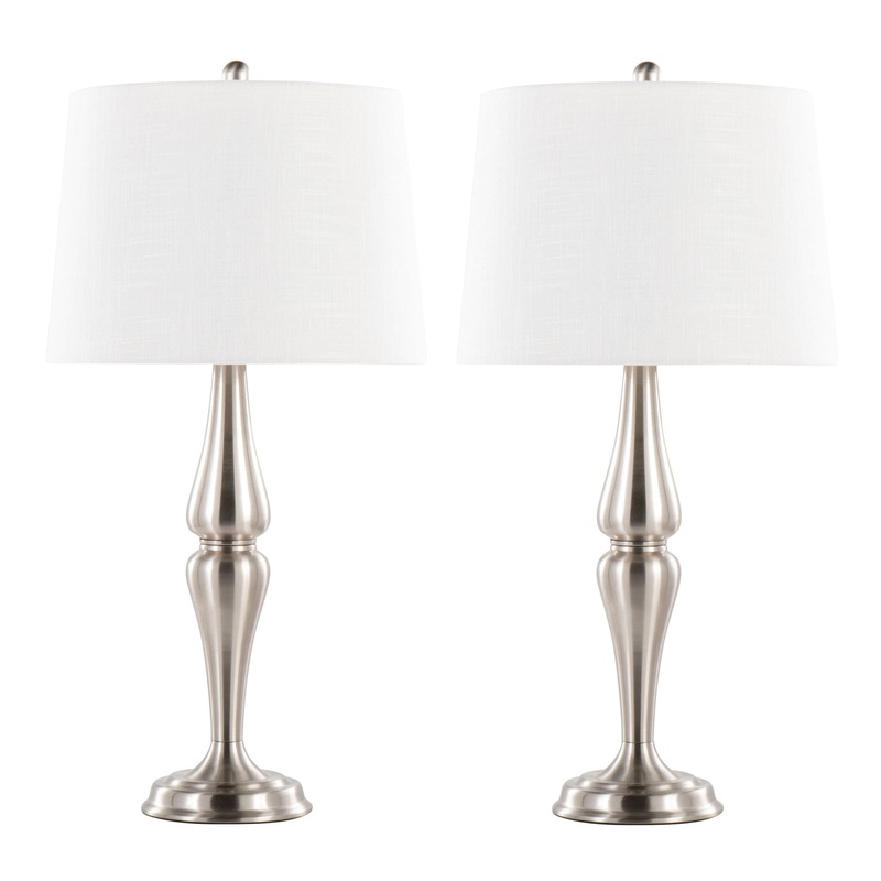 Sawyer – Contemporary Table Lamp (Set of 2) – Nickel / White