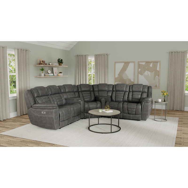 Siena – Power Reclining Sectional – Gray