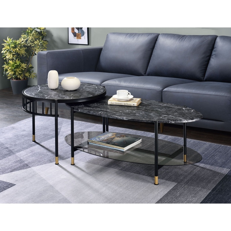 Silas – Engineered Stone Top Nesting Table – Black