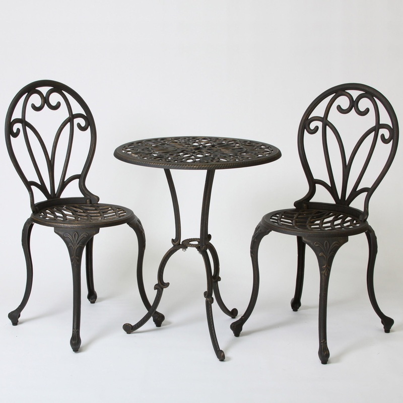 Thomas – 3 Pieces Cast Bistro Set – Black / Gold