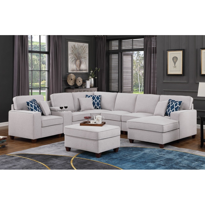 Tina – 8 Piece Upholstered Sectional With Ottoman
