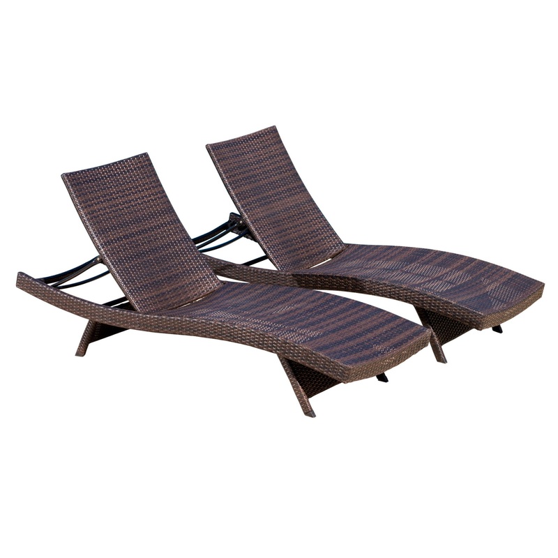 Salem – Wicker Chaise Lounge Adjustable Rattan Outdoor Chair Set – Brown Multi