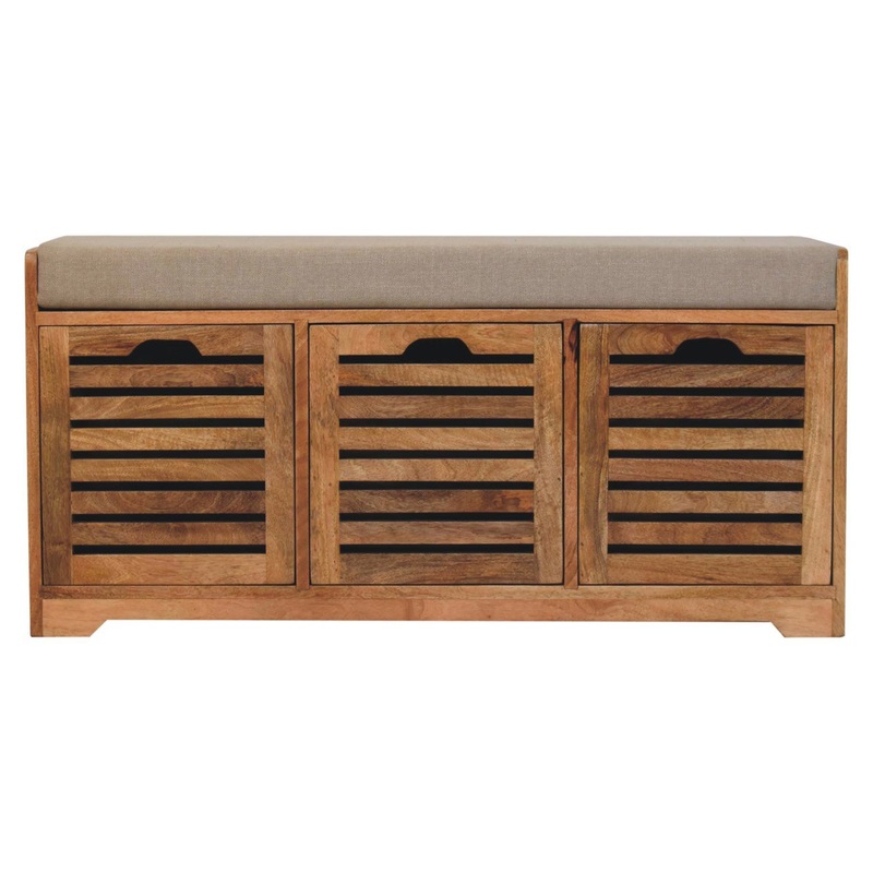 Shutter Shoe Bench, 3 Drawer – Oak