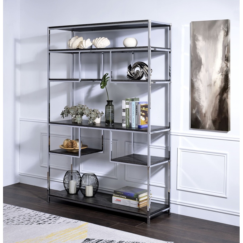 Vonara – Bookshelf – Chrome / Gray / Oak