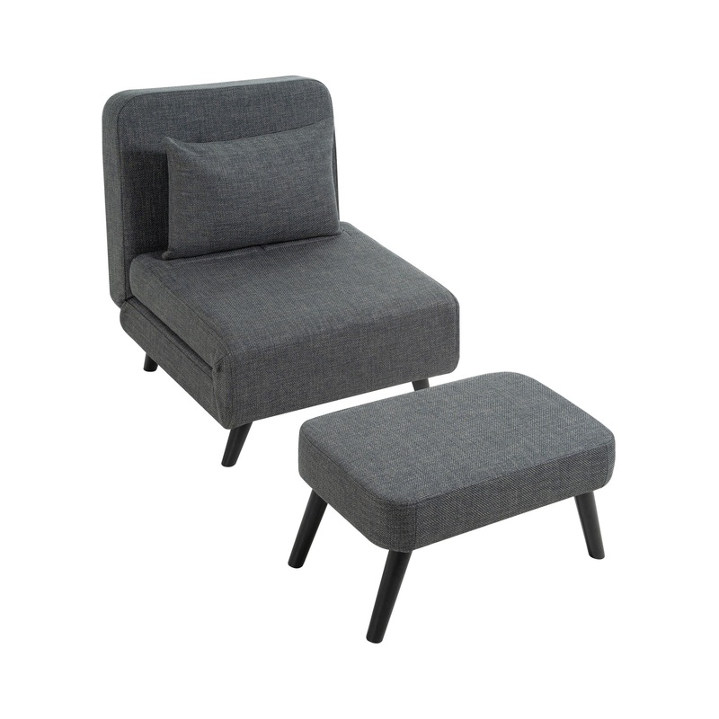 3 In 1 Foldable Linen Chaise Lounge With Adjustable Backrest