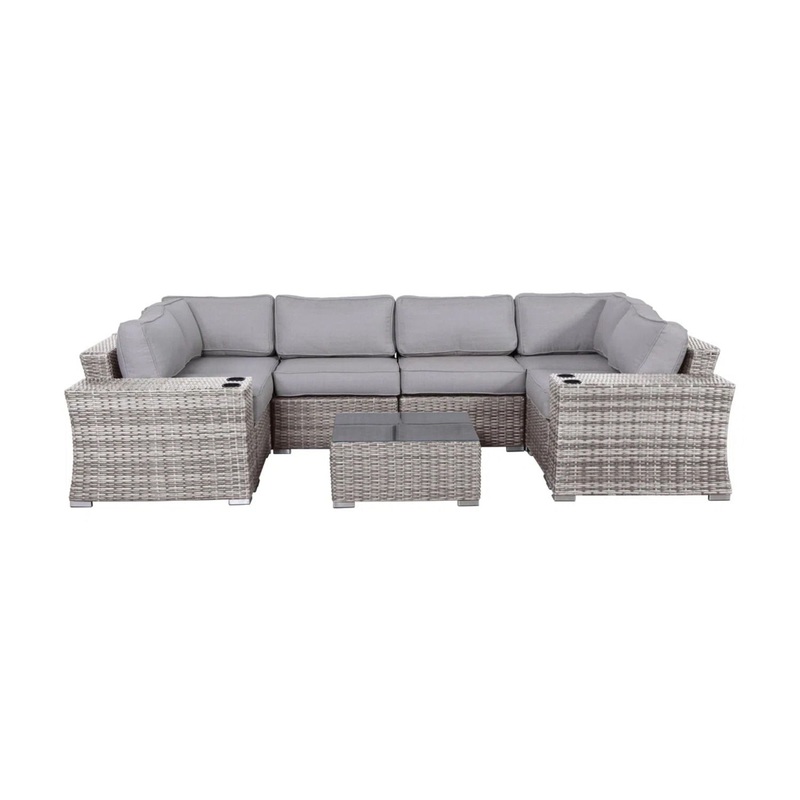 4 Person Patio Seating Set With Cushions, All Weather – Gray