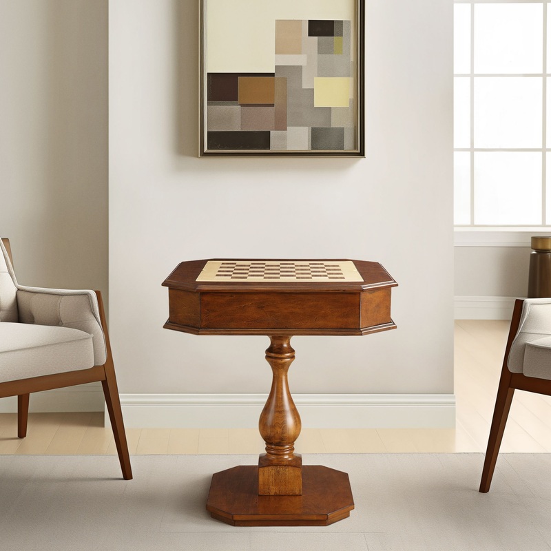 Bishop – Reversible Chess Checker Game Table With Game Tray (Chess Fingures Not Included)