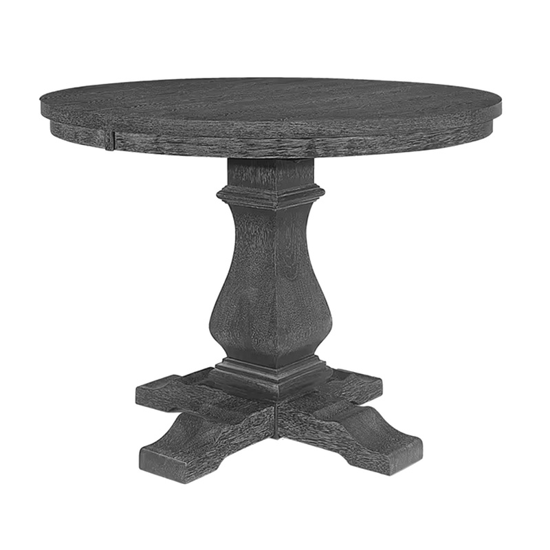Rustic Extendable Dining Table With Pedestal Base – Gray