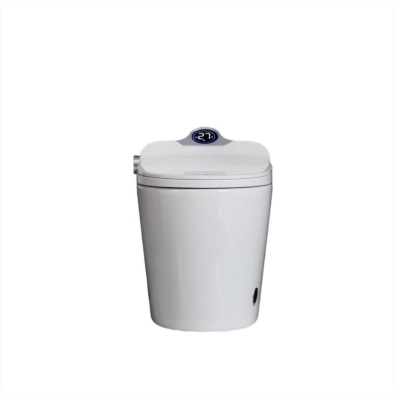 Smart Toilet Bidet Combo With Foot Sensor, LED Display, Heated Seat And Airflow, Ceramic – White