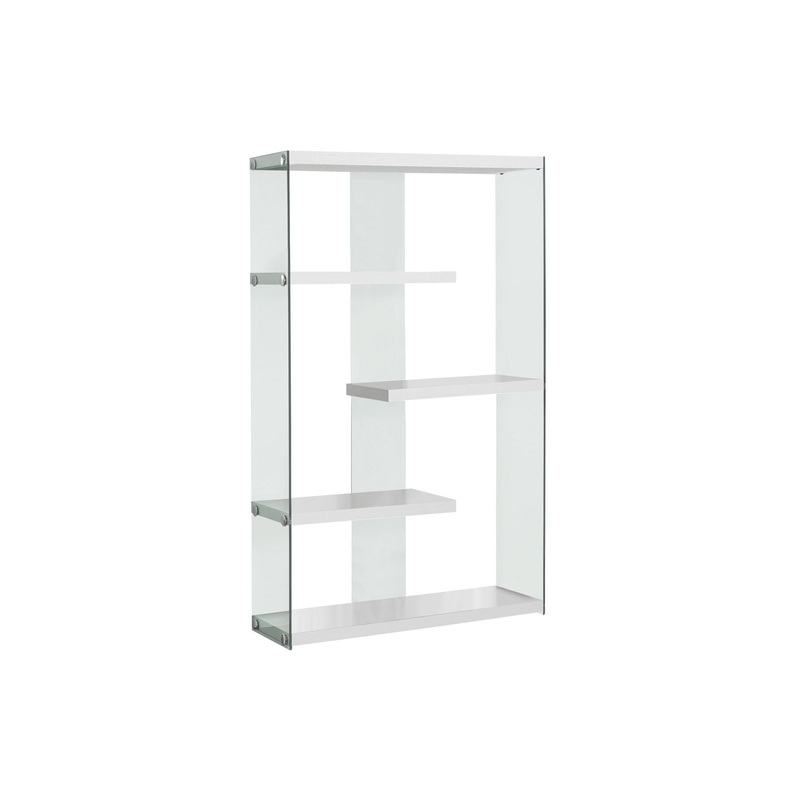 Bookshelf, Bookcase, Etagere, 5 Tier, Office, Glossy Contemporary & Modern – White