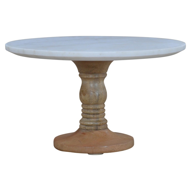 Cake Stand With Marble Top – Light Brown