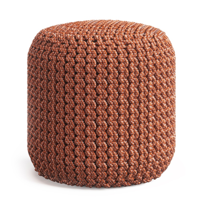 Wynne – Round Knitted Outdoor / Indoor Pouf – Orange