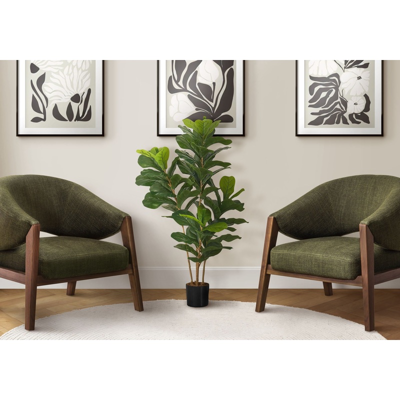 41″ Tall, Artificial Plant, Fiddle Tree, Indoor, Faux, Fake, Floor, Greenery, Potted, Real Touch, Decorative – Green / Black