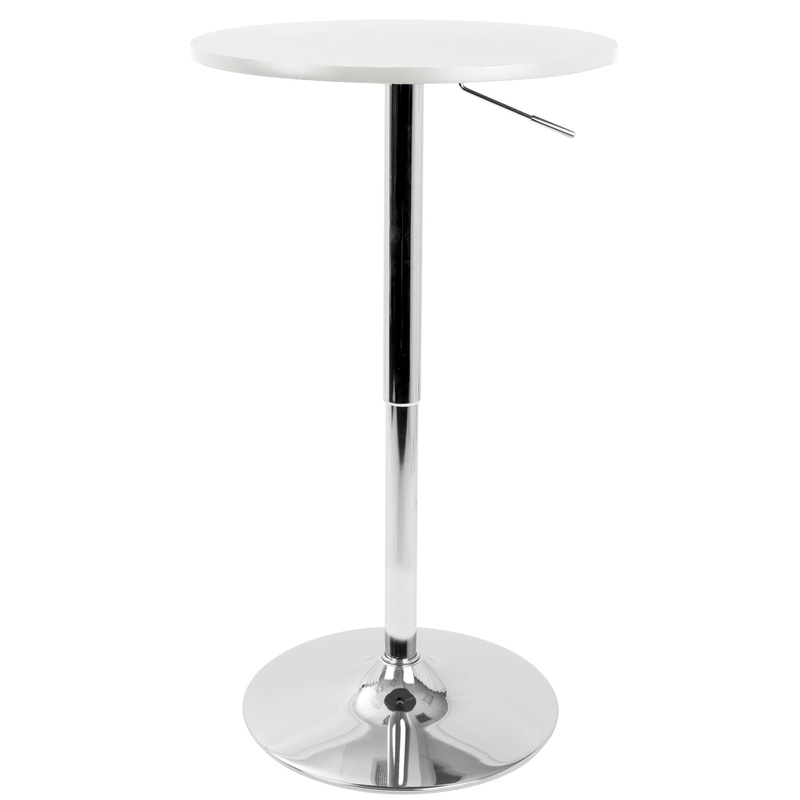 Adjustable Contemporary Bar Table – White