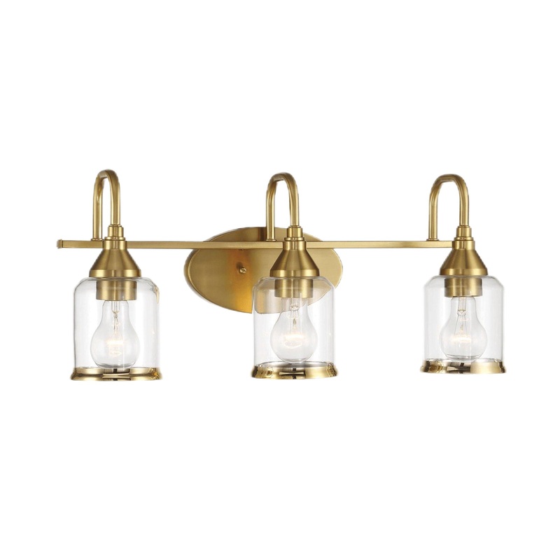Twilight – 3 Lights Brush Contemporary Vanity Light – Clear / Gold