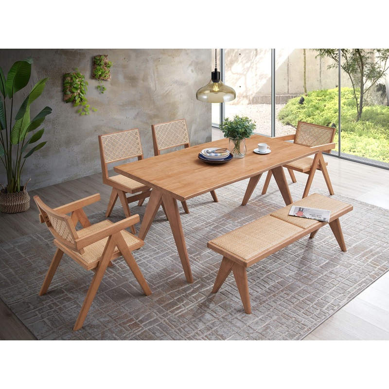 Valentina – 6 Piece Patio Furniture Set – Rattan / Natural