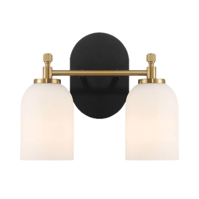 Vortex – 2 Lights Vanity In Traditional Style For Over Bathroom Mirror Wall Sconce – Black / Gold / White