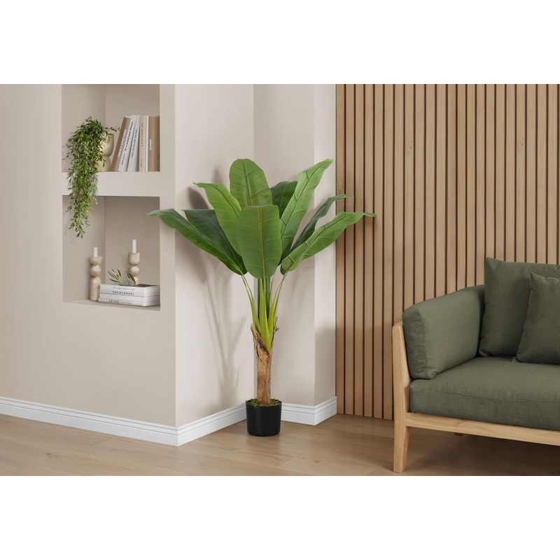 43″ Tall, Artificial Plant, Banana Tree, Indoor, Faux, Fake, Floor, Greenery, Potted, Real Touch, Decorative – Green / Black