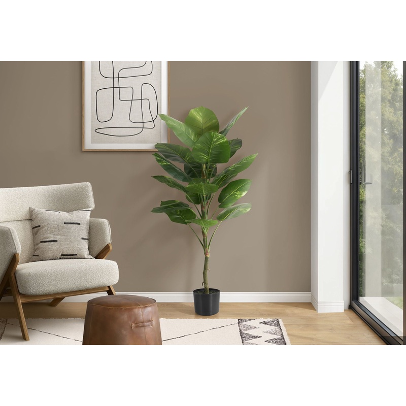 54″ Tall, Artificial Plant, Dieffenbachia Tree, Indoor, Faux, Fake, Floor, Greenery, Potted, Real Touch, Decorative – Green / Black