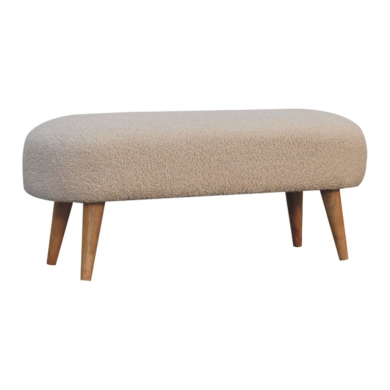 Boucle Hallway Bench – Cream