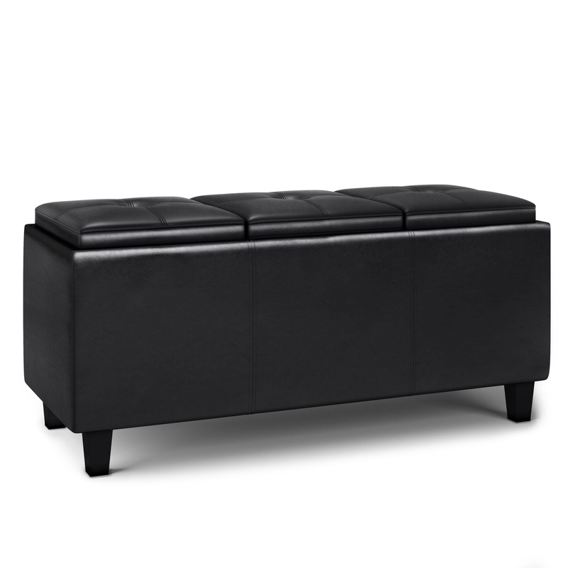 Avalon – Tray Storage Ottoman With Lift Up Lids – Midnight Black