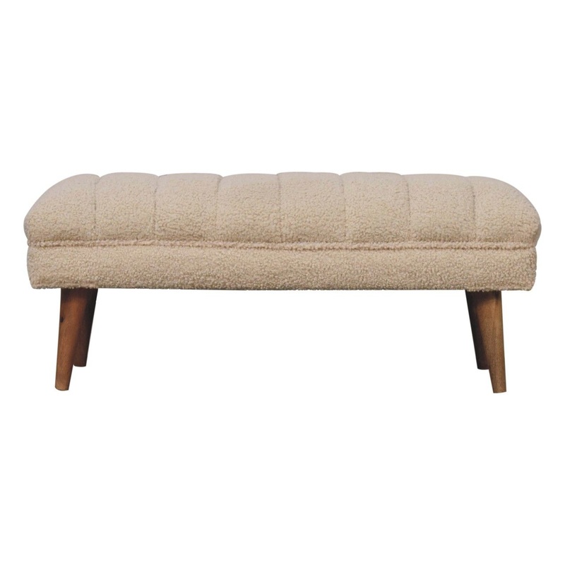 Boucle Puffer Bench – Beige