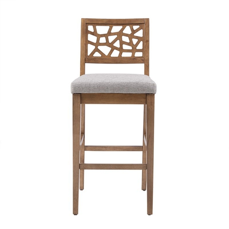 Carmel – Upholstered Barstool With Cracked Ice Pattern – Light Gray