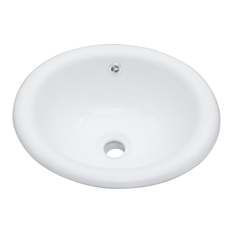 Semi Recessed Bathroom Sink With Countertop Vessel Design, 17″ X 15.5″ – White