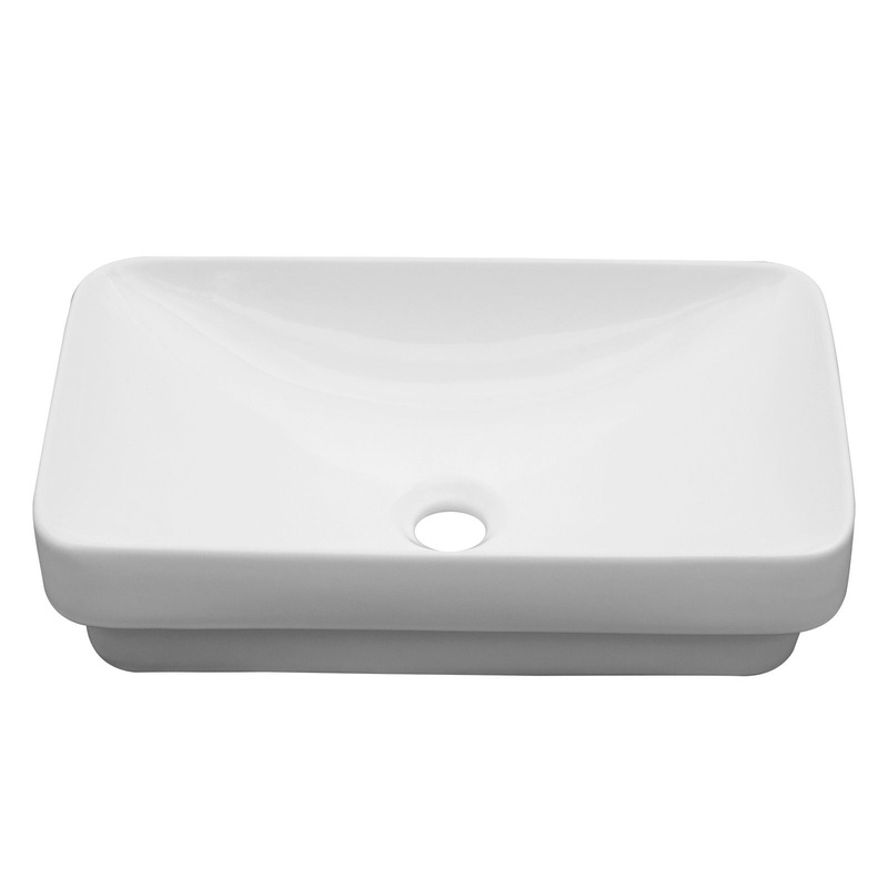 Semi Recessed Bathroom Sink With Countertop Vessel Design, 19″ X 12″ – White