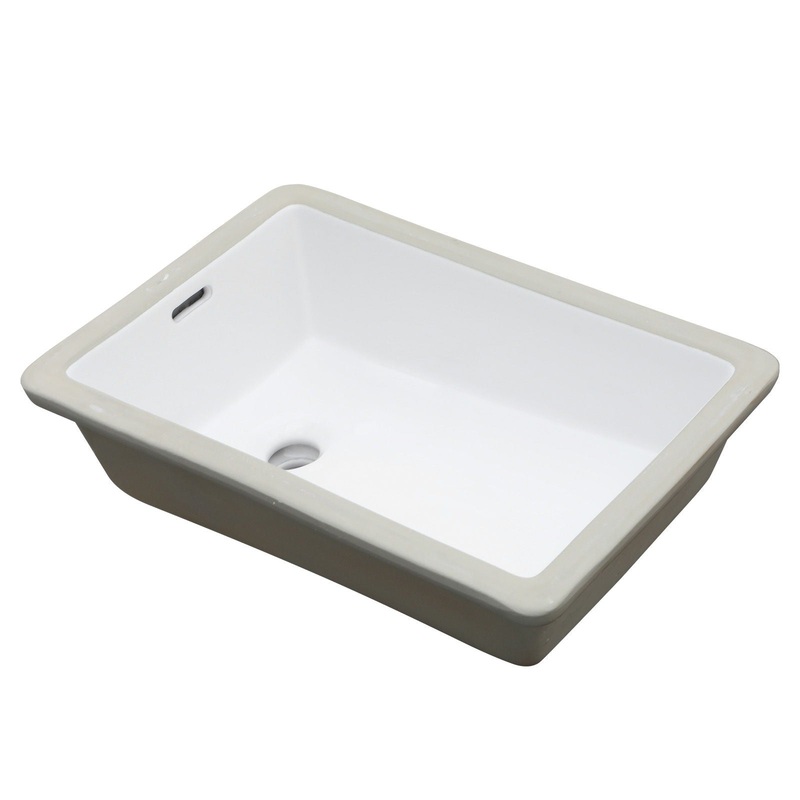 Vertical Undermount Bathroom Sink With Overflow – White