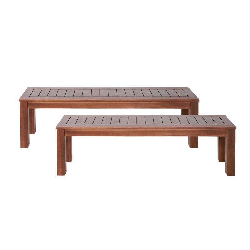 Acacia Wood Outdoor Bench With Beautiful Slat Paneling – Dark Brown