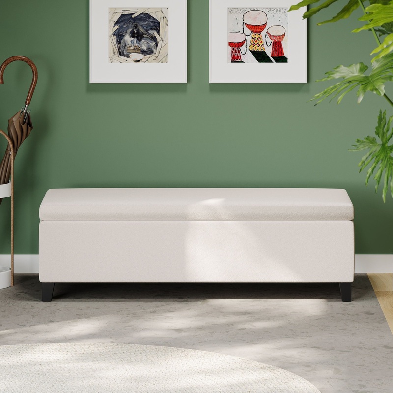 Storage Ottoman For Living Room, Bedroom – White